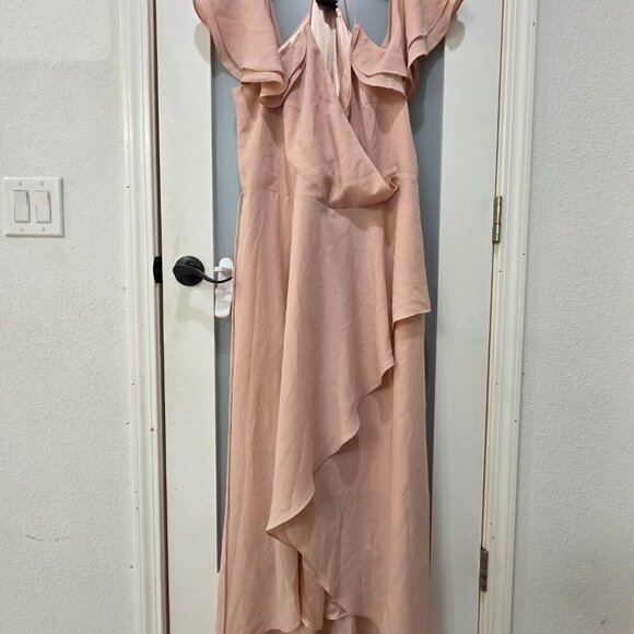 City Chic Pink Wrap Maxi Dress 18 | Cold Shoulder Strappy Formal Gown - Picture 10 of 16